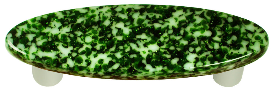 Aquila HK8053-POA: 3" cc Granite Oval Cabinet Pull w/Aluminum Post - Light Metallic Green/White