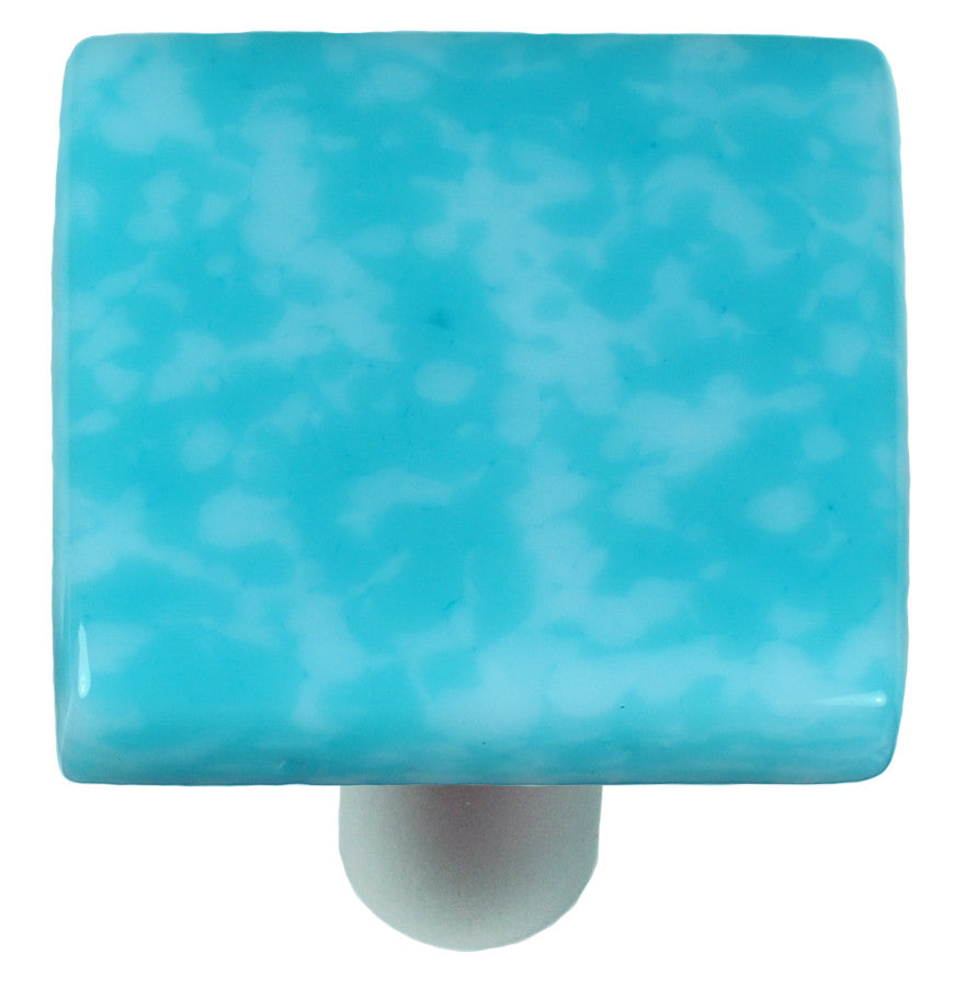 Aquila HK8054-KB: 1-1/2" Granite Square Cabinet Knob w/Black Post - Turquoise Blue/White