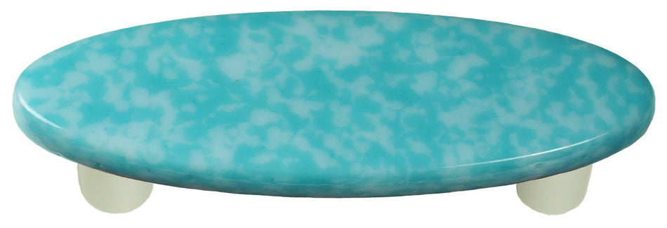 Aquila HK8054-POB: 3" cc Granite Oval Cabinet Pull w/Black Post - Turquoise Blue/White