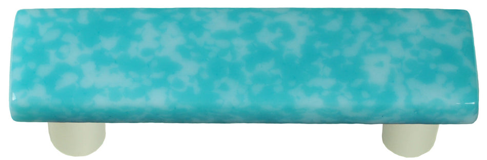 Aquila HK8054-PA: 3" cc Granite Rectangle Cabinet Pull w/Aluminum Post - Turquoise Blue/White