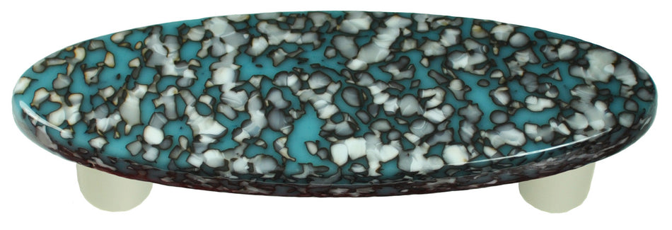 Aquila HK8055-POB: 3" cc Granite Oval Cabinet Pull w/Black Post - Turquoise Blue/French Vanilla