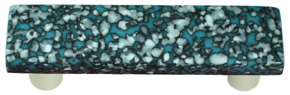 Aquila HK8055-PB: 3" cc Granite Rectangle Cabinet Pull w/Black Post - Turquoise Blue/French Vanilla