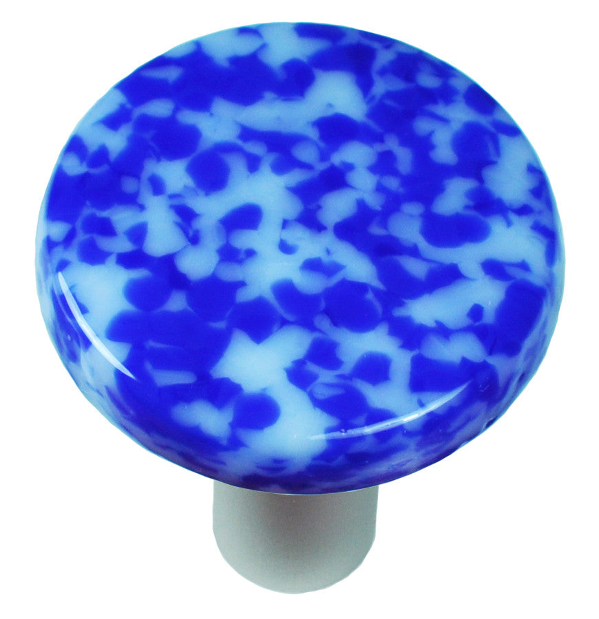 Aquila HK8056-KRB: 1-1/2" Granite Round Cabinet Knob w/Black Post - Cobalt Blue/White