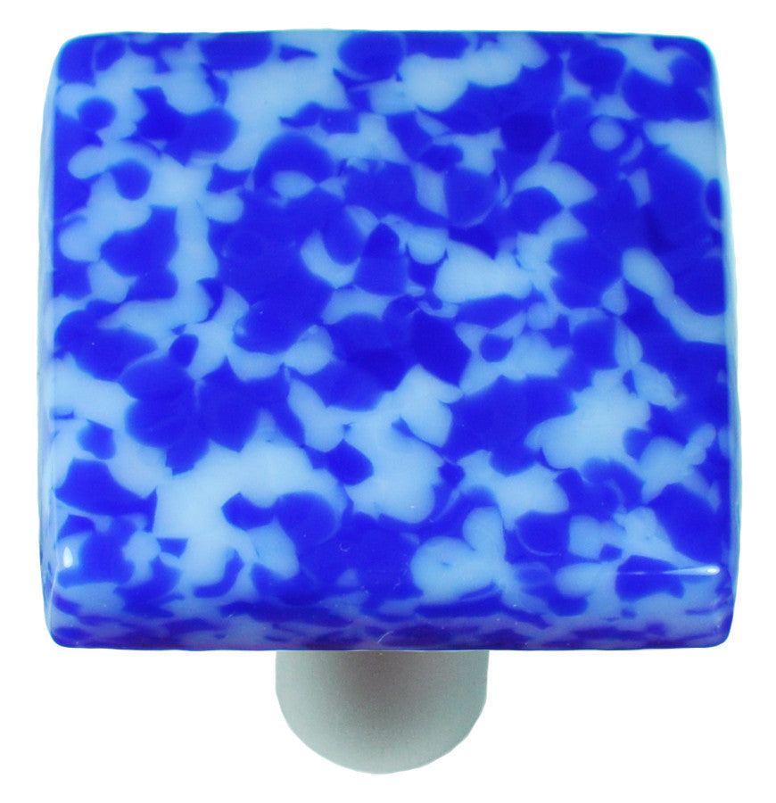 Aquila HK8056-KA: 1-1/2" Granite Square Cabinet Knob w/Aluminum Post - Cobalt Blue/White