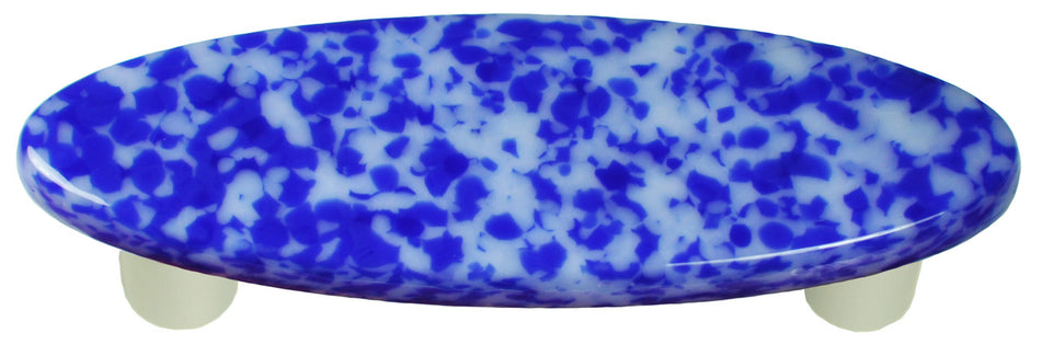Aquila HK8056-POA: 3" cc Granite Oval Cabinet Pull w/Aluminum Post - Cobalt Blue/White