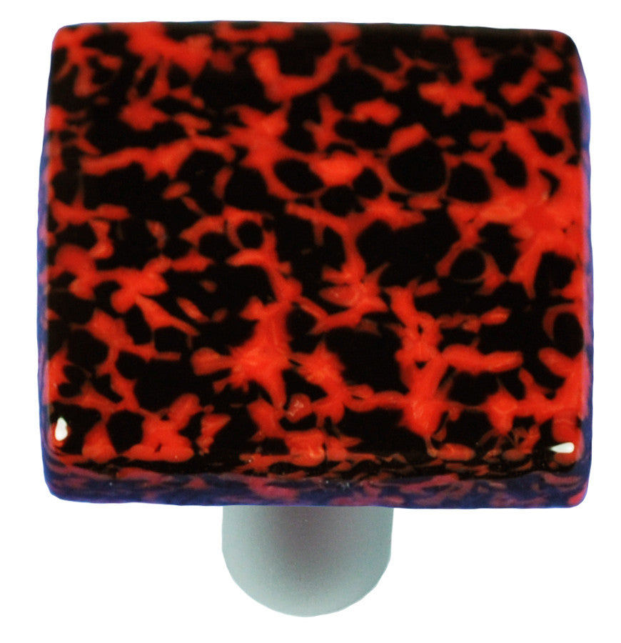 Aquila HK8057-KA: 1-1/2" Granite Square Cabinet Knob w/Aluminum Post - Black/Red