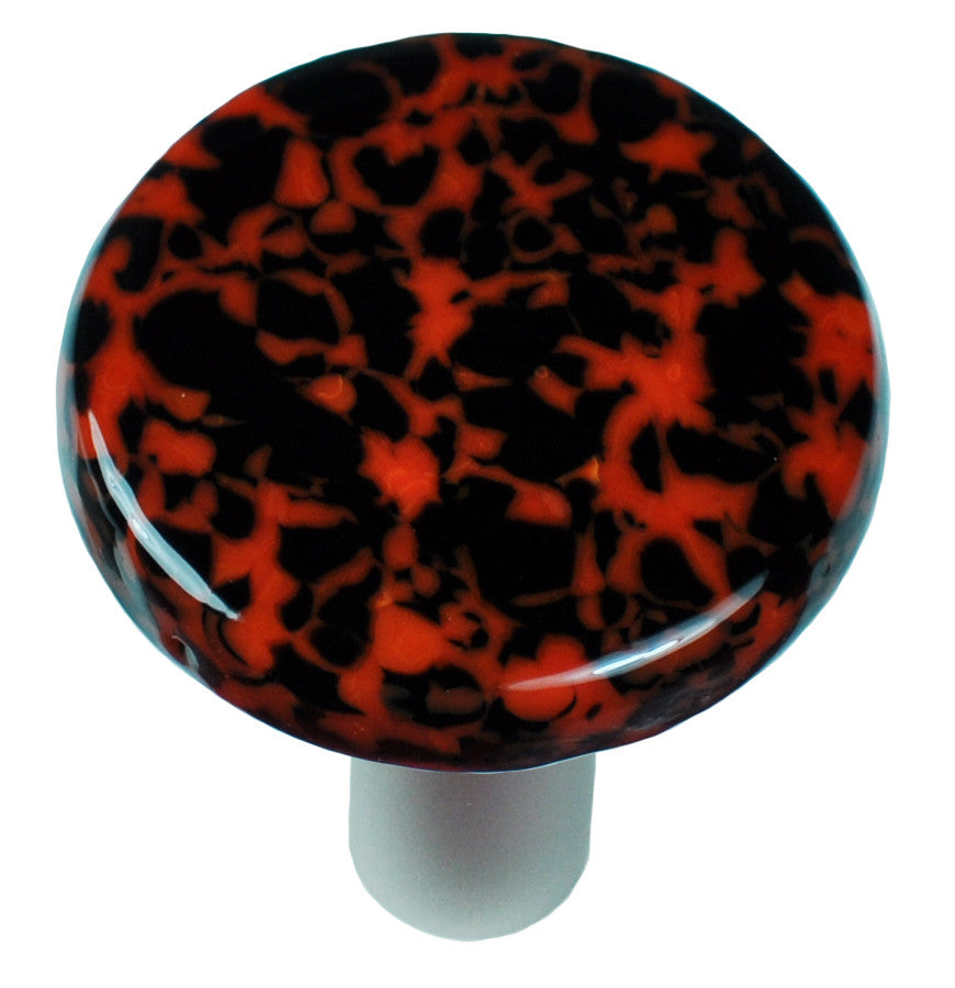 Aquila HK8058-KRA: 1-1/2" Granite Round Cabinet Knob w/Aluminum Post - Black/Orange