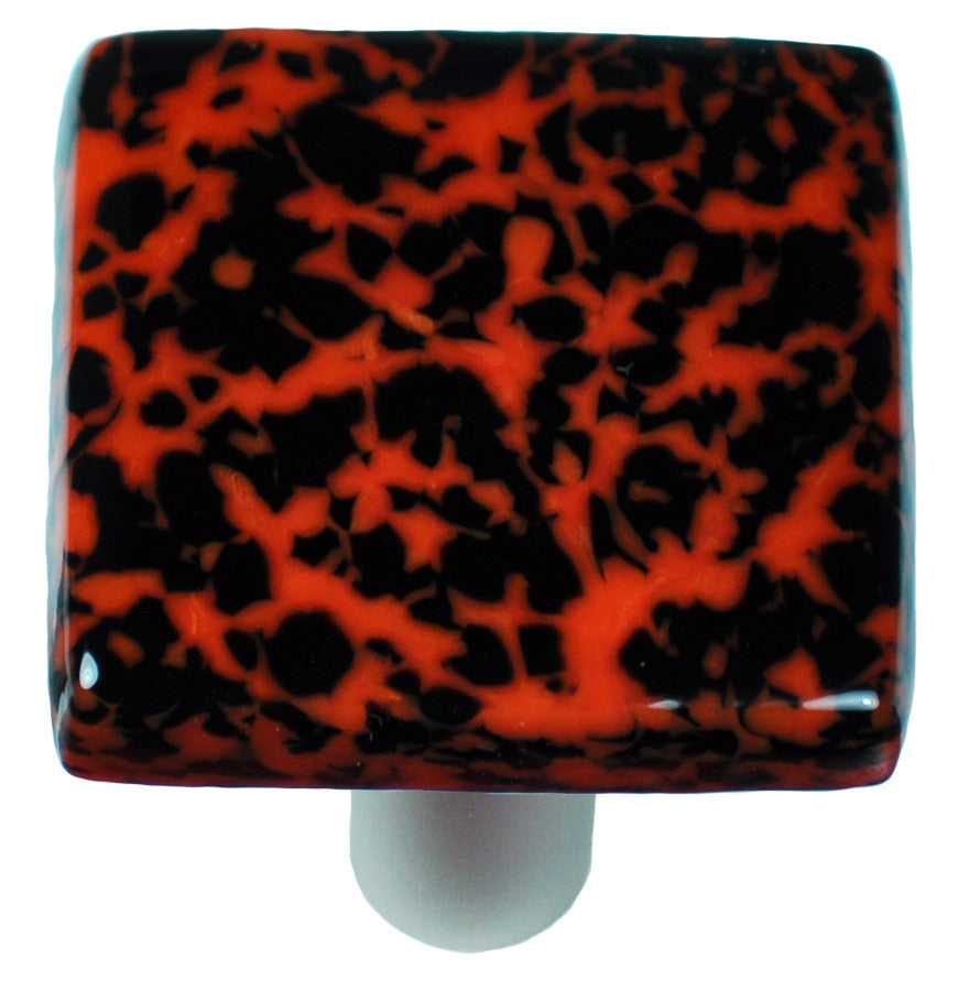 Aquila HK8058-KA: 1-1/2" Granite Square Cabinet Knob w/Aluminum Post - Black/Orange