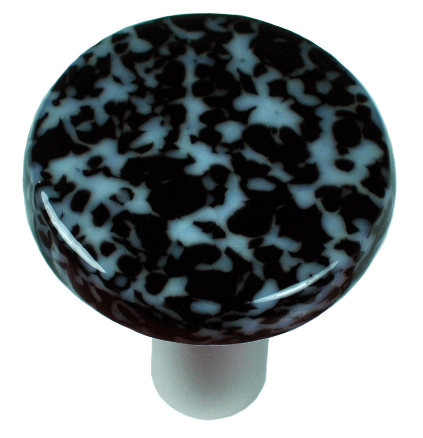 Aquila HK8059-KRA: 1-1/2" Granite Round Cabinet Knob w/Aluminum Post - Black/White