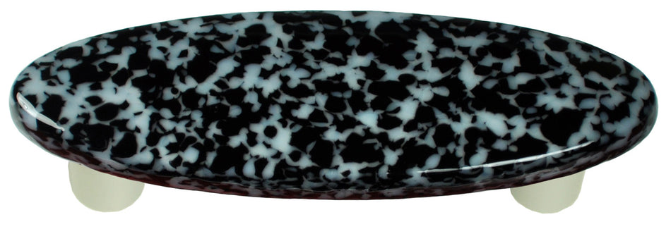 Aquila HK8059-POB: 3" cc Granite Oval Cabinet Pull w/Black Post - Black/White
