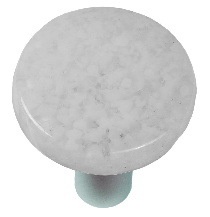 Aquila HK8060-KRA: 1-1/2" Granite Round Cabinet Knob w/Aluminum Post - Clear/White