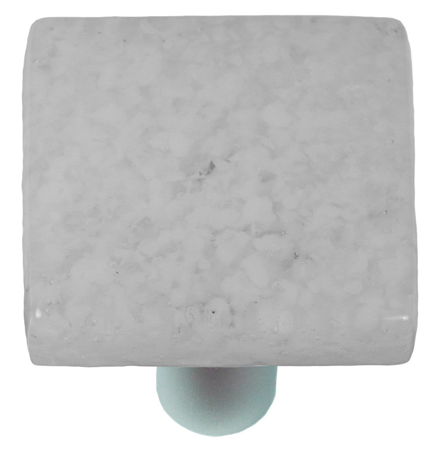 Aquila HK8060-KA: 1-1/2" Granite Square Cabinet Knob w/Aluminum Post - Clear/White
