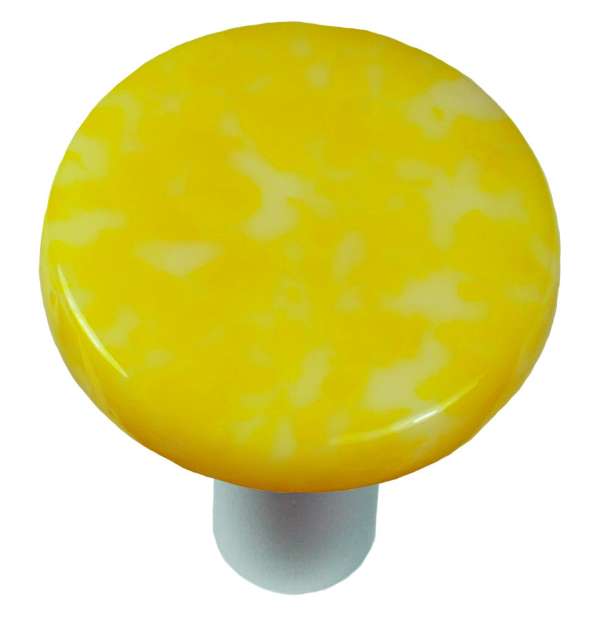 Aquila HK8061-KRB: 1-1/2" Granite Round Cabinet Knob w/Black Post - Sunflower Yellow/White