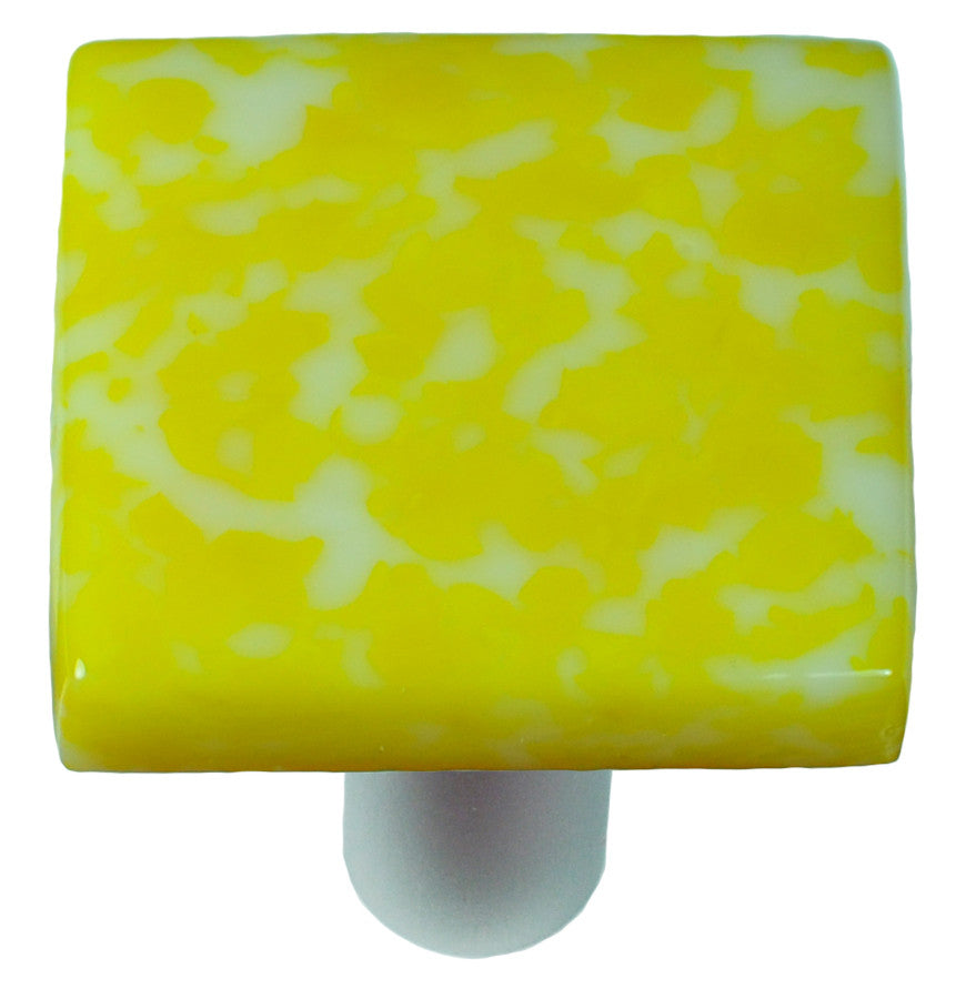 Aquila HK8061-KB: 1-1/2" Granite Square Cabinet Knob w/Black Post - Sunflower Yellow/White