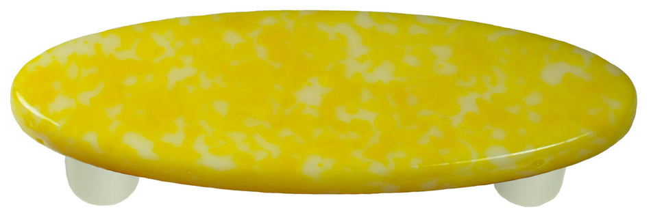 Aquila HK8061-POA: 3" cc Granite Oval Cabinet Pull w/Aluminum Post - Sunflower Yellow/White