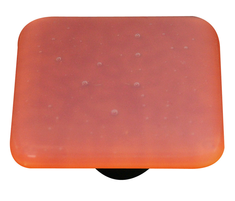 Aquila HK9052-KA: 1-1/2" Opaline Square Cabinet Knob w/Aluminum Post - Burnt Orange