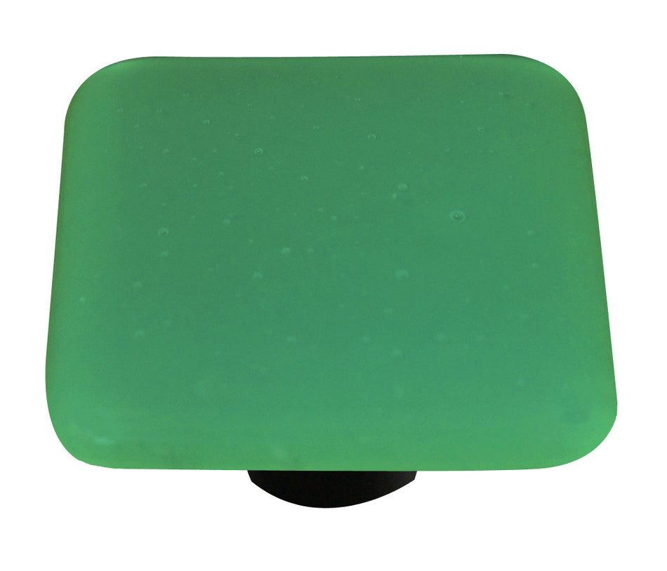 Aquila HK9053-KA: 1-1/2" Opaline Square Cabinet Knob w/Aluminum Post - Jade Green