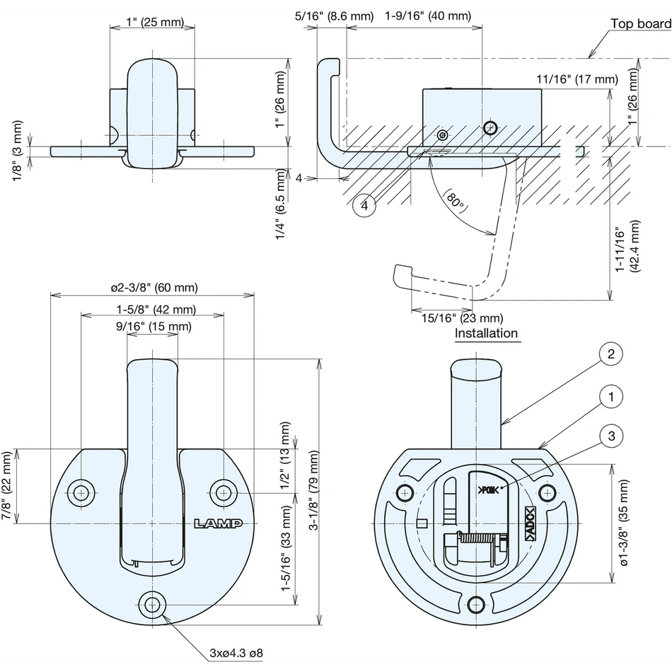 Sugatsune HK-CH35-SL: Under Counter Soft-Close Utility Hook - Silver