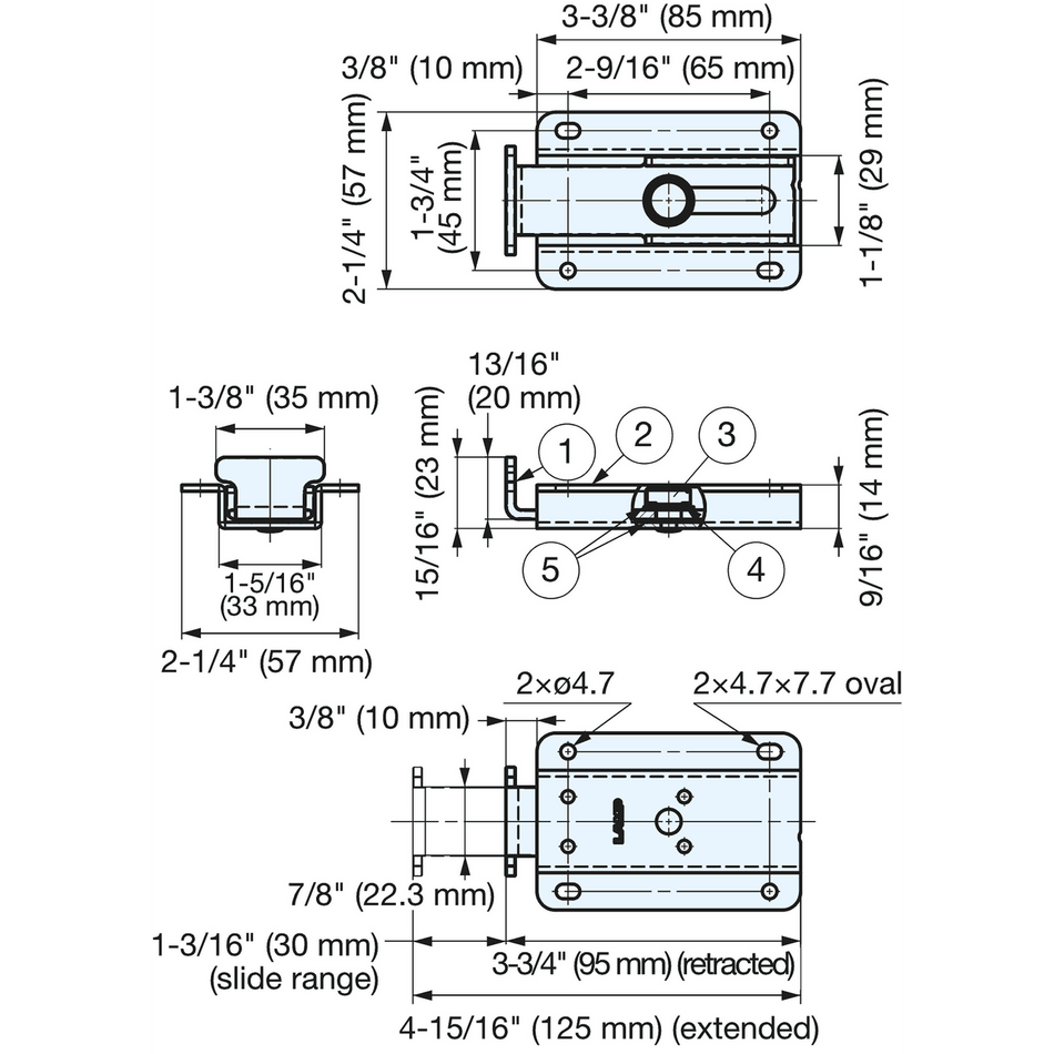 Sugatsune HK-CS30: Extendable Undermount Slide Hook - Polished Stainless Steel