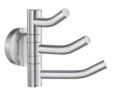 Smedbo HS327: Home Triple Swing Arm Wall Hook - Brushed Chrome