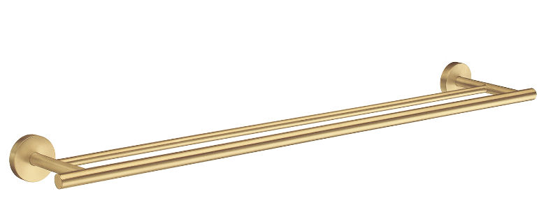 Smedbo HV3364: Home Double Towel Rail - Brushed Brass