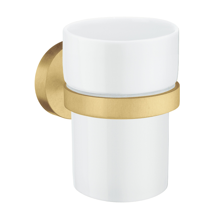 Smedbo HV343P: Home Wall-Mount Tumbler w/Holder - Brushed Brass