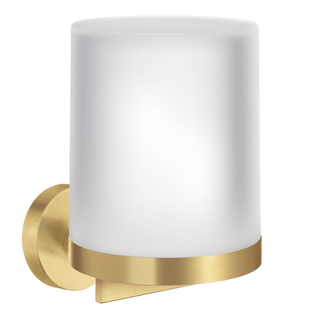 Smedbo HV361: Home Wall-Mount Soap Dispenser w/Frosted Glass Top - Brushed Brass