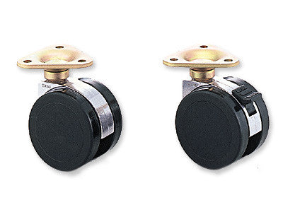 Plate Mount Double Wheel Caster with Brake - 330 lb. Load Capacity
