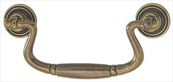 Hafele 122.18.129: 96mm cc Charleston Drop Bail Cabinet Pull - Antique Bronze
