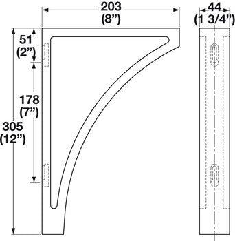Hafele: Corbel: Contemporary: Oak: 8 X12 Inches specification drawing