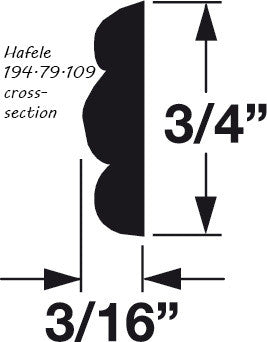 Hafele 194.79.109: Embossed Bead Moulding - Maple cross section