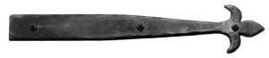 Acorn IHBBP: 20" Fleur-de-Lis Dummy Strap Hinge - Black Rough Iron