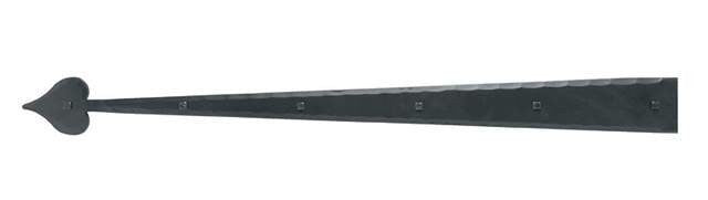 Acorn IHPBP: 36" Heart Dummy Strap Hinge - Black Rough Iron