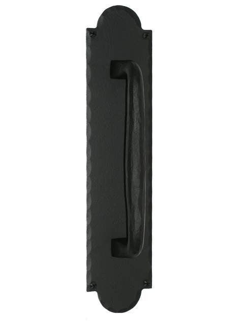 Acorn ILQBP: 15-3/4" Iron Art Door Pull with Backplate - Black Iron
