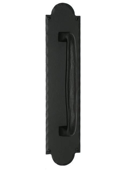 Acorn ILQBP: 15-3/4" Iron Art Door Pull with Backplate - Black Iron