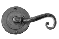 Acorn IWEBW: 4-3/4" Scroll Dummy Door Lever (right hand) - Black Forged Iron