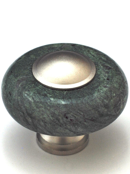 Cal Crystal JDG-1: 1-1/2" Round Marble Cabinet Knob - Green