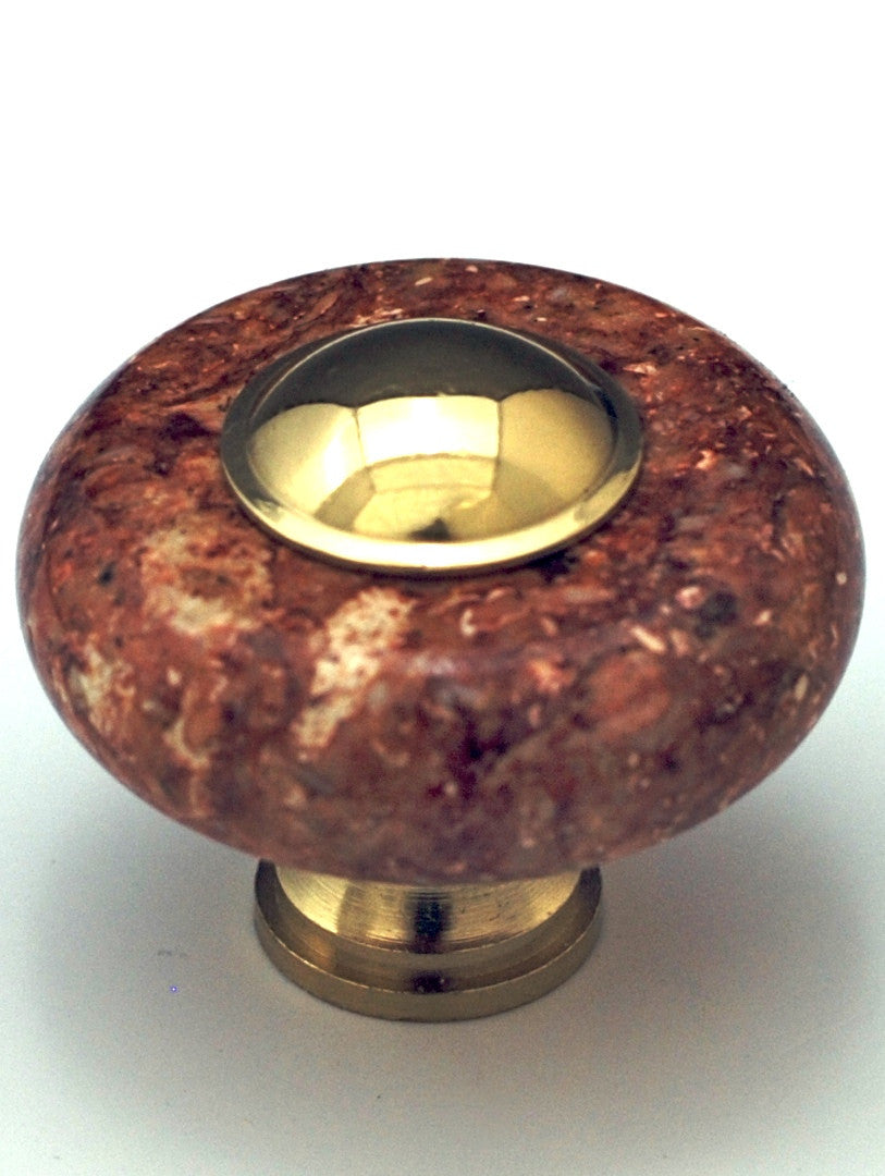 Cal Crystal JDR-1: 1-1/2" Round Marble Cabinet Knob - Red