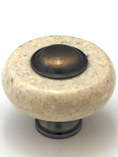 Cal Crystal JDY-1: 1-1/2" Round Marble Cabinet Knob - Beige