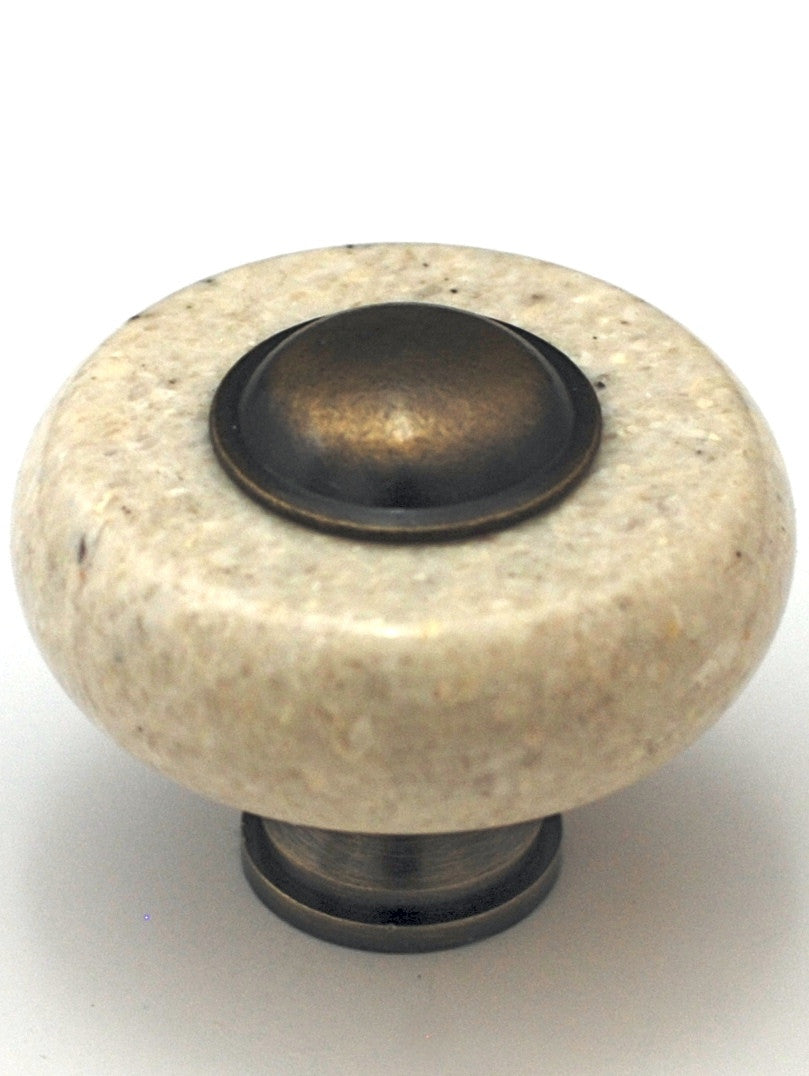Cal Crystal JDY-1: 1-1/2" Round Marble Cabinet Knob - Beige