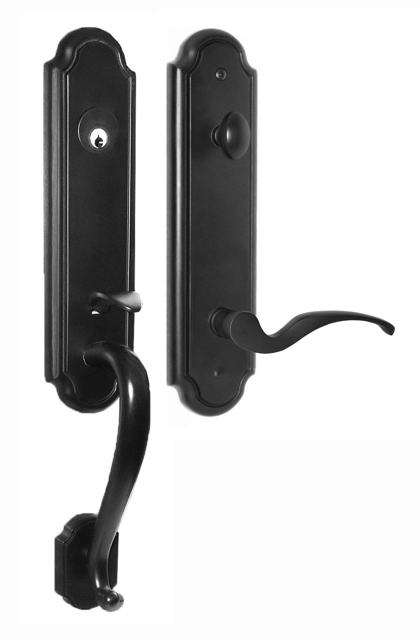 Acorn JT2BD: Dummy Handle/Lever Entrance Set (right hand) - Smooth Black Iron