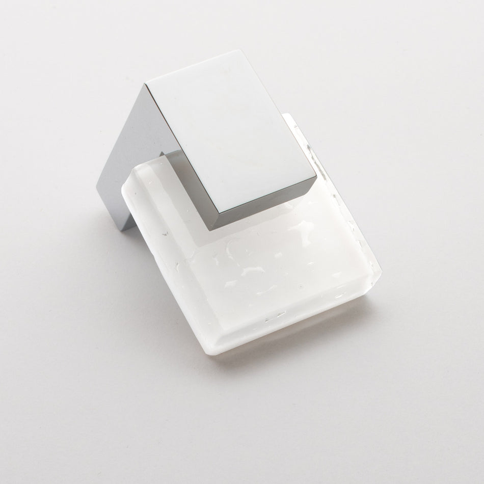 Sietto K-1201-PC: 1-5/8" Affinity Cabinet Knob - White w/Polished Chrome Base