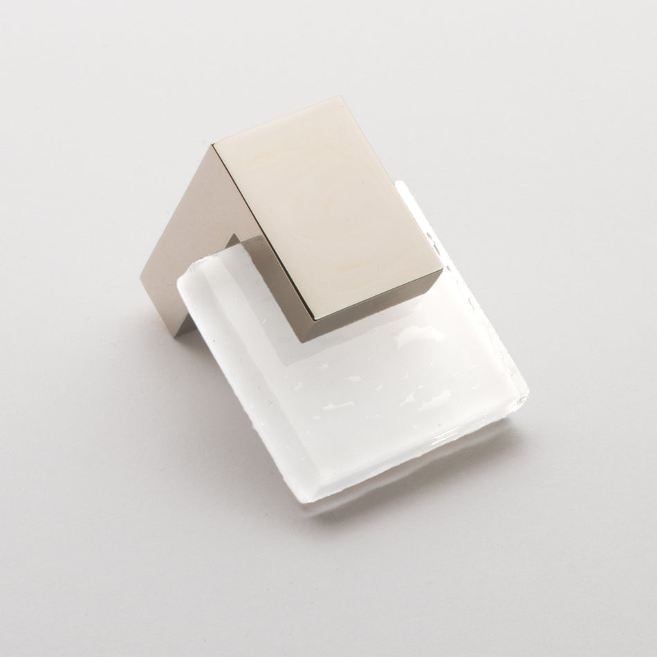 Sietto K-1201-PN: 1-5/8" Affinity Cabinet Knob - White w/Polished Nickel Base