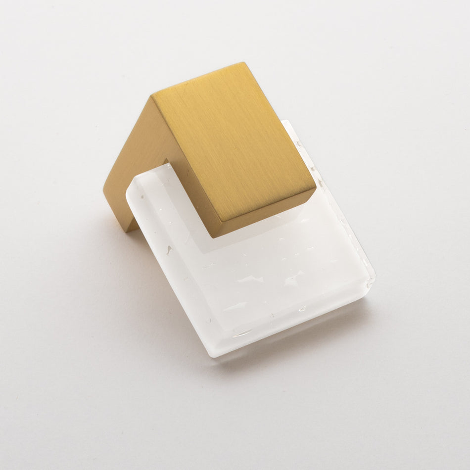 Sietto K-1201-SB: 1-5/8" Affinity Cabinet Knob - White w/Satin Brass Base