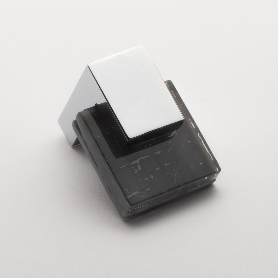 Sietto K-1202-PC: 1-5/8" Affinity Cabinet Knob - Slate Grey w/Polished Chrome Base