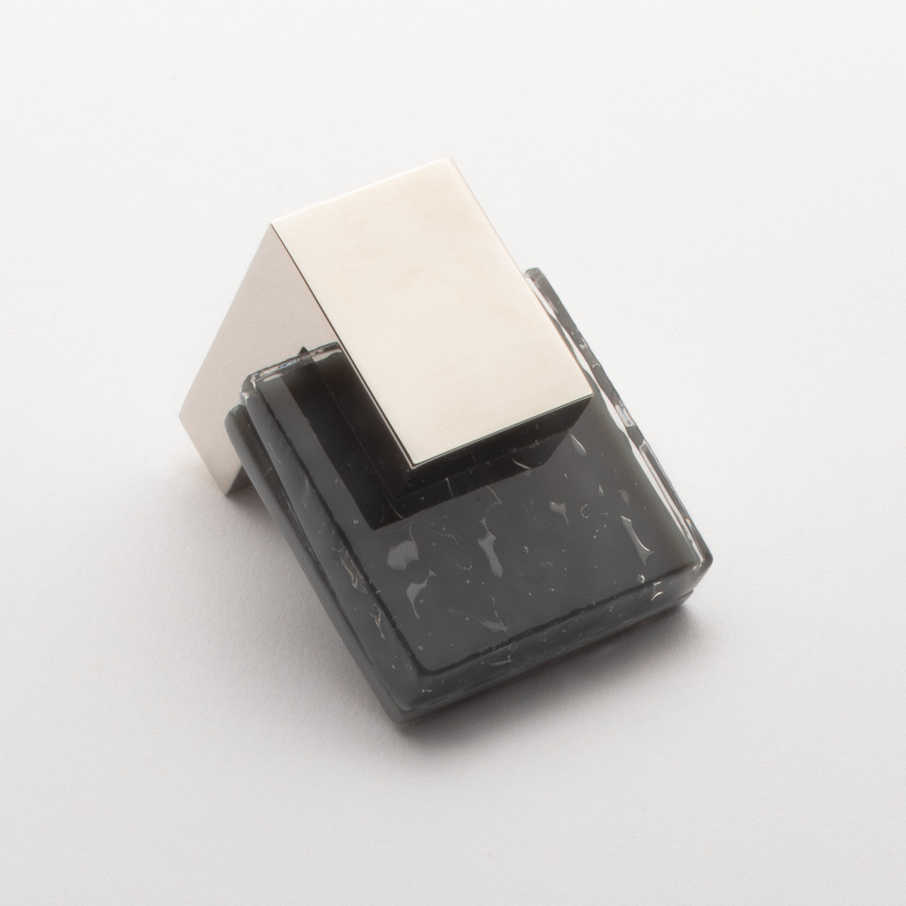 Sietto K-1202-PN: 1-5/8" Affinity Cabinet Knob - Slate Grey w/Polished Nickel Base