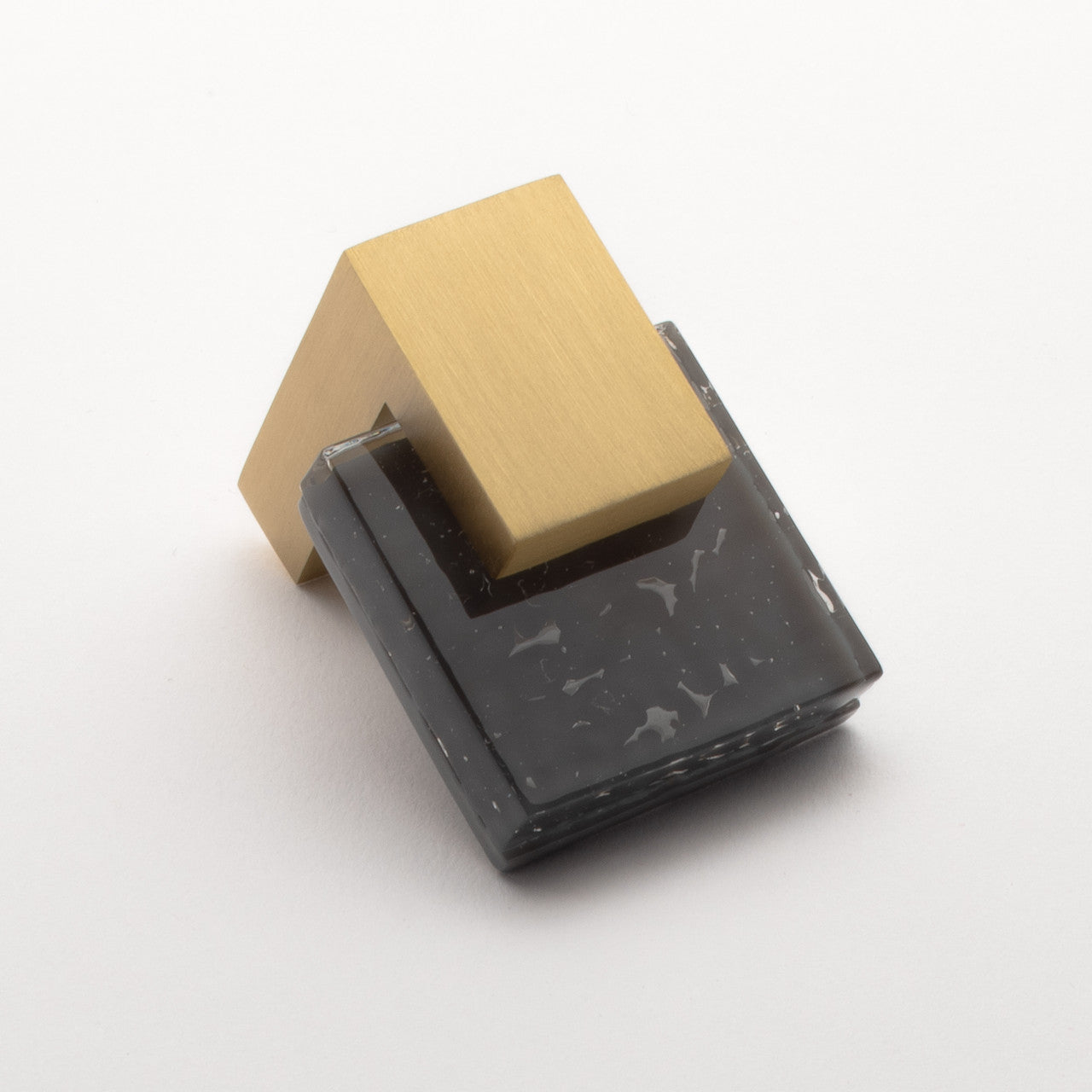Sietto K-1202-SB: 1-5/8" Affinity Cabinet Knob - Slate Grey w/Satin Brass Base