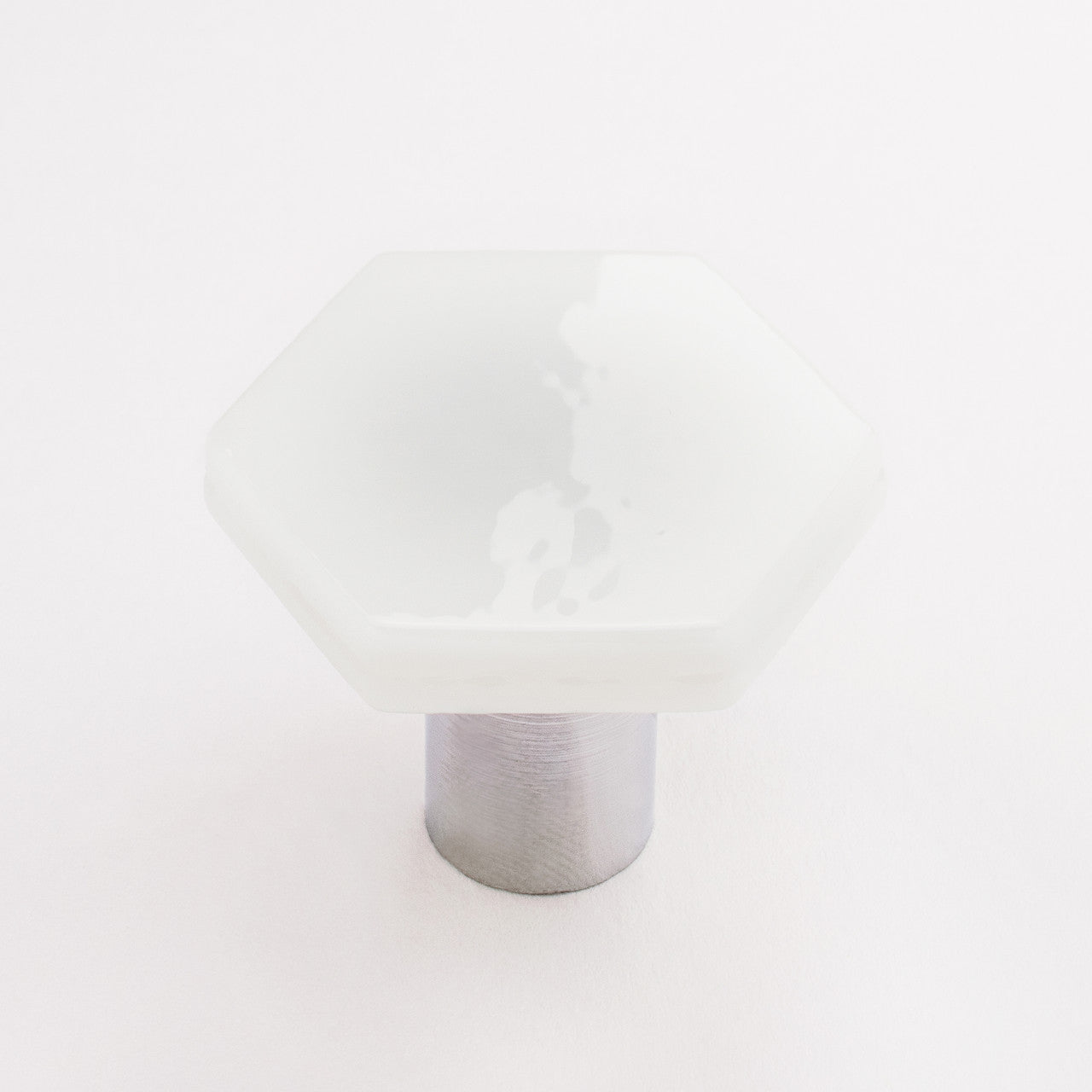 Sietto K-1700-PC: 1-1/4" Hexagon Cabinet Knob - White w/Polished Chrome Base