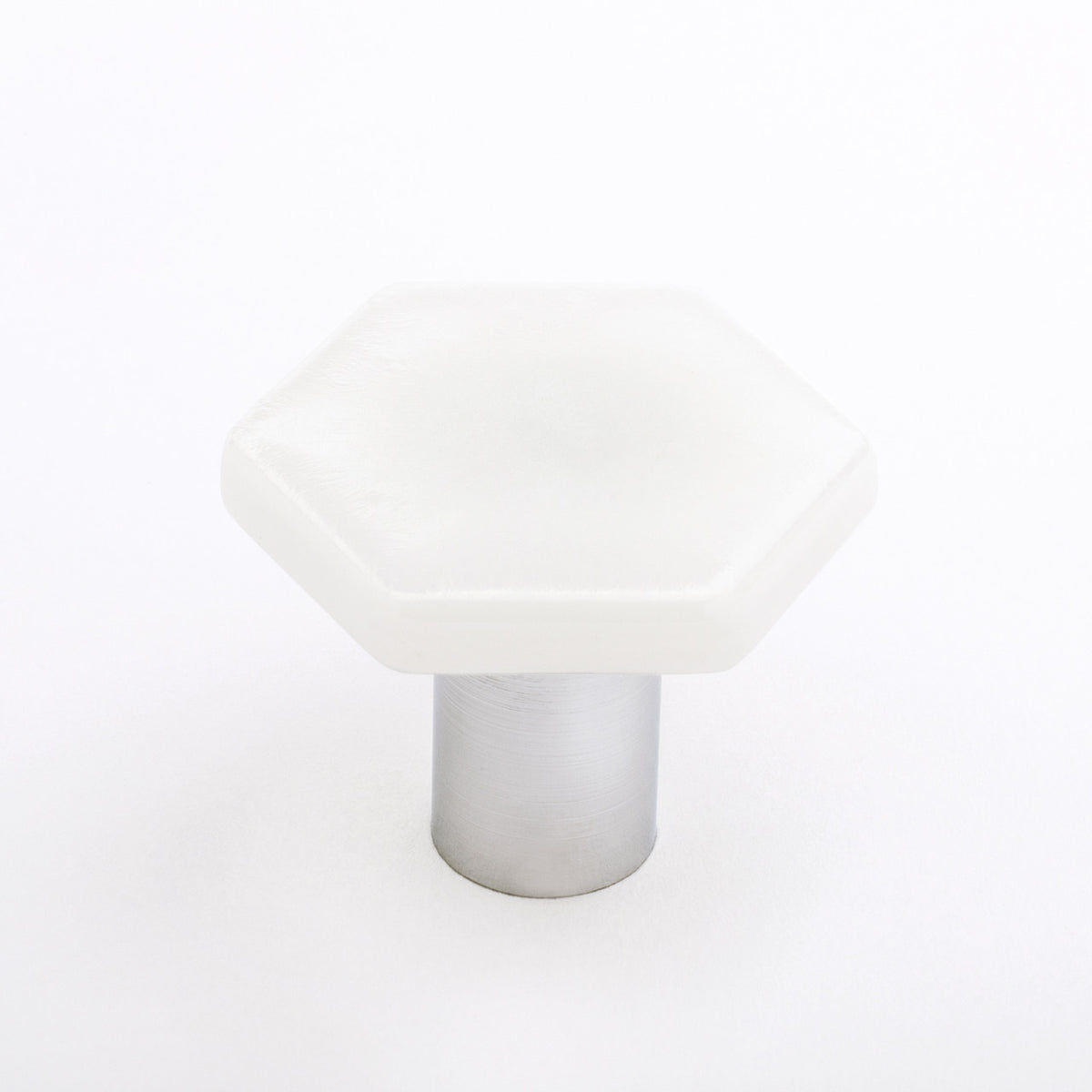 Sietto K-1701-PC: 1-1/4" Hexagon Cabinet Knob - Iridescent White w/Polished Chrome Base