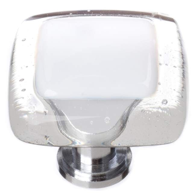 Sietto K-701: 1-1/4" Reflective Cabinet Knob - White